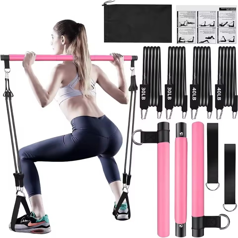 Pilates Bar Kit With Resistance Bands - Kit barra per pilates con fasce