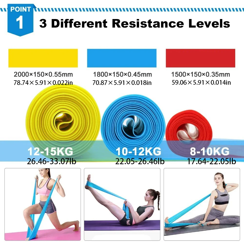 4 pezzi/set fasce elastiche pe - Pilates Bar Kit With Resistance Bands recensione e prezzo